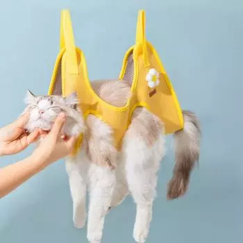Сумка для купания собак с защитой от царапин, сумка для укусов домашних животных, сумка для кошек, гамак для ухода за шерстью S жёлтый