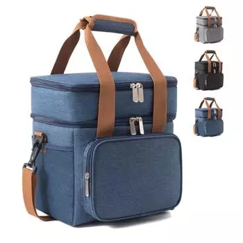 Сумка для ланча для женщин и мужчин, изолированная сумка для ланча с регулируемым плечевым ремнем, ручки, 2 шт. серый