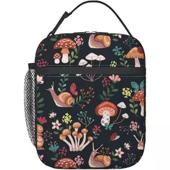 Сумка для ланча «Грибы, улитки, бабочки», сумка для ланча «Кавайи», ланч-бокс для женщин и мужчин, многоразовые сумки для ланча для взрослых, переносные сумки для женщин ONE SIZE