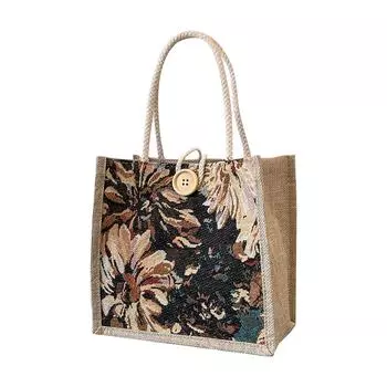 Сумка для ланча из льна с принтом на холсте One Size чёрный