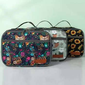 Сумка для ланча из ткани с принтом кота, маслостойкая, прочная ручка, сумка-холодильник для детей