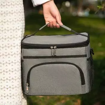 Сумка для ланча Yousheng Insolated, герметичная сумка-холодильник для ланча с несколькими карманами, вместительная сумка-контейнер для ланча с застежкой-молнией и ручкой серый