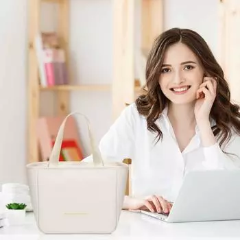 Сумка для ланча женская, изолированная, 10 л, сумка для ланча для женщин, работа, полиуретановая, маленькая, симпатичная сумка-холодильник для ланча One Size бежевый