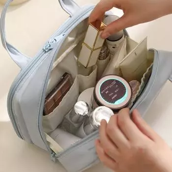 Сумка для макияжа из искусственной кожи, сумка для хранения кистей, сумка для хранения средств по уходу за кожей, органайзер для хранения, бытовая black