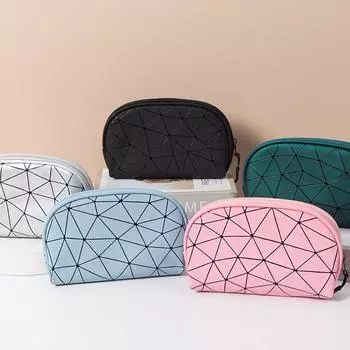 Сумка для макияжа Lingge Semi-circular, портативная женская сумка для хранения, небольшого размера, портативная для путешествий, туалетные принадлежности, сумка для хранения косметики зелёный
