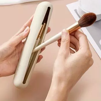 Сумка для макияжа, сумка для кистей для макияжа, косметический органайзер, дорожный держатель, чехол для хранения кистей, сумка для макияжа, силиконовая сумка для макияжа бежевый