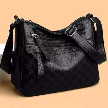 Сумка для мам из коровьей кожи с узором Cross Border, популярная сумка с диагональным плетением на одно плечо с рисунком «шахматная доска», многокарманная женская сумка