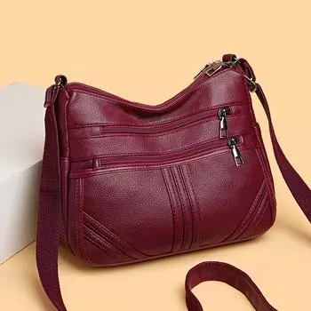 Сумка для мам среднего и пожилого возраста, женская сумка через плечо, многослойная маленькая квадратная сумка красный