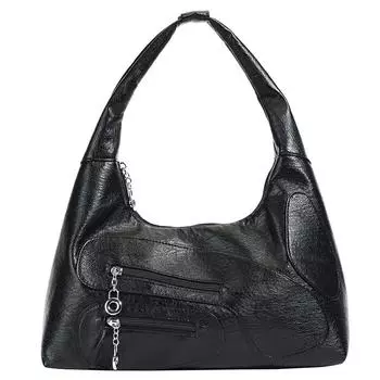 Сумка для мам среднего и пожилого возраста, модная женская сумка через плечо с несколькими карманами, большая вместимость, мягкий кожаный рюкзак из искусственной кожи чёрный