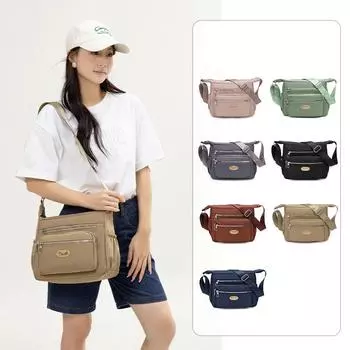 Сумка для мам среднего и пожилого возраста, нейлоновая сумка через плечо, женская сумка через плечо большой вместимости с несколькими карманами чёрный