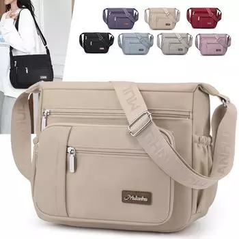 Сумка для мам среднего возраста, женская, большая вместимость, сумка через плечо, кошелек для занятий спортом на открытом воздухе бежевый