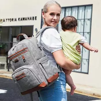Сумка для мам, сумка для бутылочек, подгузников, детская сумка и сумка для беременных могут быть водонепроницаемыми, большой емкости, рюкзак темно-серого