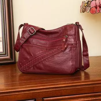 Сумка для мам в иностранном стиле, простая атмосфера, супермягкая женская сумка среднего возраста, сумка-мессенджер, женская сумка большой емкости красный