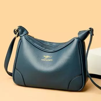 Сумка для мамы. Городская простая модная сумка через плечо. Мягкая кожаная женская маленькая квадратная сумка. чёрный