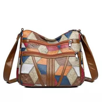 Сумка для мамы, многослойная сумка через плечо, женская сумка через плечо большой вместимости, сумка с несколькими карманами, сумка для мобильного телефона среднего и пожилого возраста коричневый