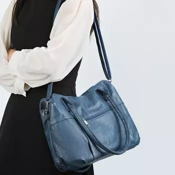 Сумка для мамы Мягкая кожаная сумка Женская сумка через плечо Сумка для компьютера Сумка-тоут темно-серого