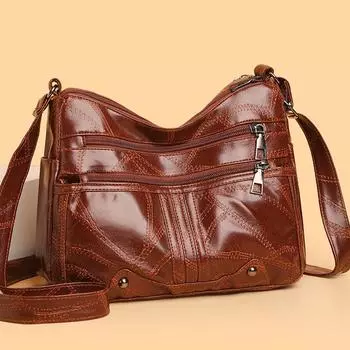 Сумка для мамы Мягкая кожаная женская сумка среднего возраста через плечо Сумка через плечо Большая вместимость Маленькая квадратная сумка красный