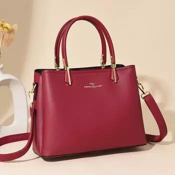 Сумка для мамы, новая универсальная красная сумка среднего возраста, ручная женская сумка, женская ручная сумка большой вместимости 26.5x11x20cm