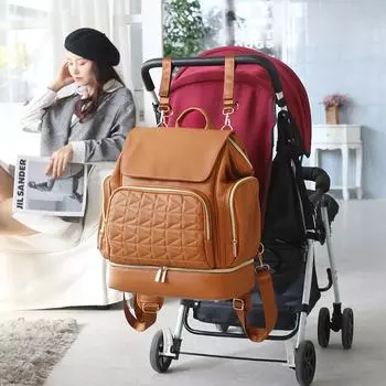 Сумка для мамы, рюкзак для мамы из искусственной кожи, кожаная двойная сумка для мамы и ребенка, сумка для детских подгузников, дорожная сумка для хранения, сумка для коляски