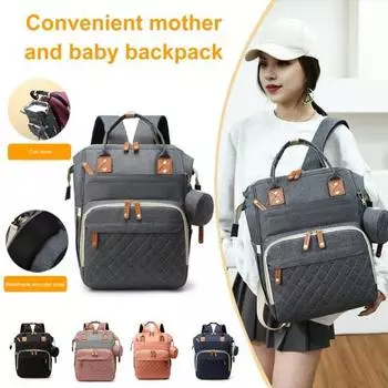 Сумка для мамы с ручкой и ремнями для коляски, подходит для колясок, много карманов, водонепроницаемая, для прогулок серый/розовый