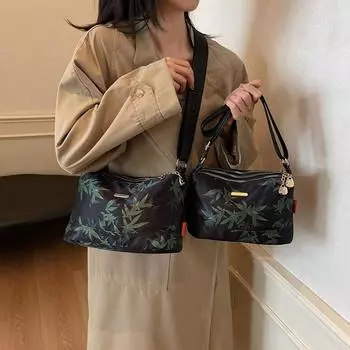 Сумка для мамы, сумка через плечо для среднего возраста, многослойная сумка с принтом, женская сумка через плечо Small чёрный