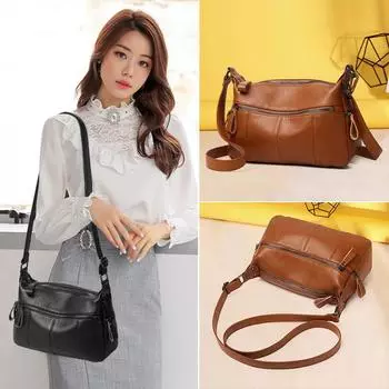 Сумка для мамы, сумка через плечо из коровьей кожи, сумка через плечо для свекрови среднего возраста, большая вместимость, женская сумка из мягкой натуральной кожи коричневый