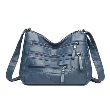Сумка для мамы, сумка через плечо, средняя, мягкая кожа, большая вместимость, женская сумка через плечо синий