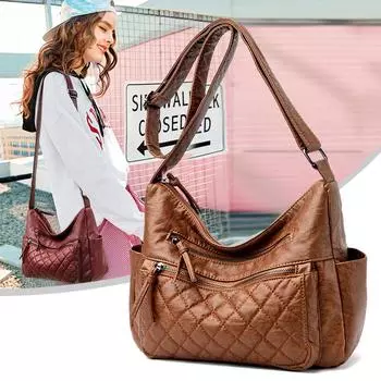 Сумка для мамы Женская сумка через плечо из мягкой кожи Женская сумка красный