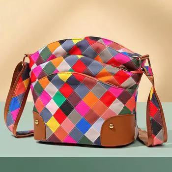 Сумка для мамы, женская сумка через плечо среднего возраста, многослойная сумка, сумка через плечо с цветным блоком, сумка для мобильного телефона
