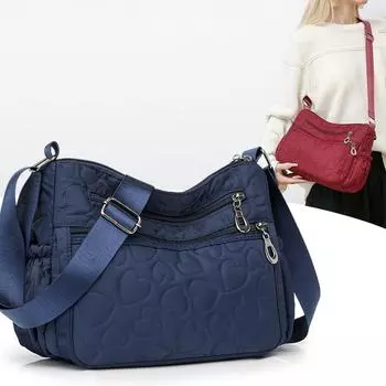 Сумка для мамы, женская сумка через плечо, многосекционная сумка для людей среднего и пожилого возраста, однотонная квадратная сумка на молнии тёмно-синий