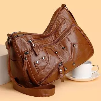 Сумка для мамы, женская сумка среднего возраста из мягкой кожи, сумка через плечо, сумка через плечо синий