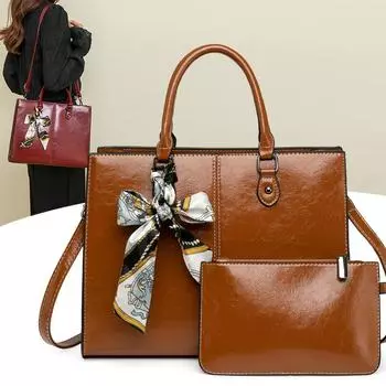 Сумка для мамы, женская винтажная сумка-тоут, однотонная сумка через плечо с кошельком для монет кофейный