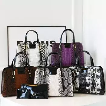 Сумка для матери и ребенка с трансграничным змеиным узором, новинка 2024 года, новый комплект из нескольких предметов для внешней торговли, женская сумка на одно плечо, диагональная сумка