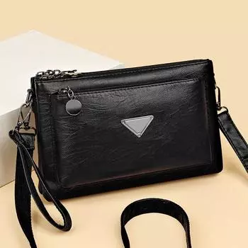 Сумка для матери среднего и пожилого возраста, мягкая кожаная сумка через плечо для мобильного телефона, сумка через плечо с несколькими отделениями чёрный