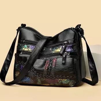 Сумка для матери, сумка через плечо для пожилых женщин, сумка через плечо большой вместимости, женская сумка с принтом чёрный