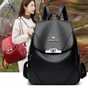 Сумка для матери, женский рюкзак большой вместимости, женская сумка из мягкой кожи среднего возраста синий