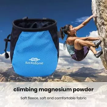 Сумка для мела для скалолазания с регулируемым ремешком, большая вместимость, водонепроницаемая портативная сумка для скалолазания на шнурке, контейнер для мела чёрный/зелёный