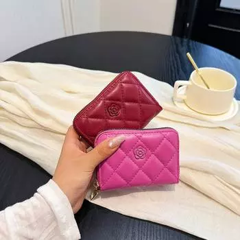 Сумка для мелочи, маленькая сумка для карт, женская сумка-клатч из искусственной кожи с ромбами на молнии чёрный