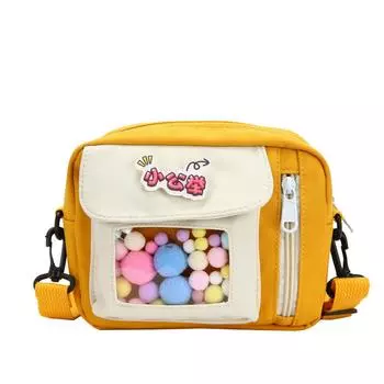 Сумка для мобильного телефона холщовая женская на плечо сумка-мессенджер студентка колледжа 2025 новая модная милая маленькая сумка жёлтый