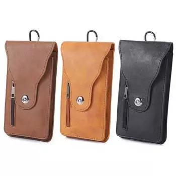 Сумка для мобильного телефона из искусственной кожи с застежкой, мужской поясной кошелек с зажимом для ремня для телефона кофейный