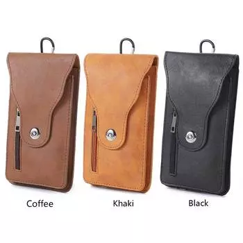 Сумка для мобильного телефона из искусственной кожи Hasp для мужчин, повседневная поясная сумка, кошелек, чехол для телефона кофейный