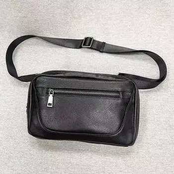 Сумка для мобильного телефона из натуральной кожи, мужской ремень, поясная сумка, сумка-мессенджер через плечо, сумка на молнии из коровьей кожи. чёрный