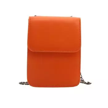 Сумка для мобильного телефона, модная однотонная сумка через плечо, текстурированная сумка из искусственной кожи с цепочкой, универсальная сумка-мессенджер, женская сумка оранжевый