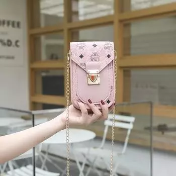 Сумка для мобильного телефона с буквенным принтом для женщин. Модный и персонализированный портативный кошелек на одно плечо с диагональной перекладиной для телефона. one size синий