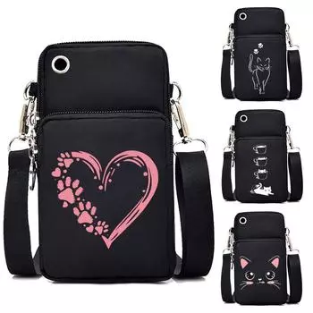 Сумка для мобильного телефона с принтом кошачьих и собачьих лап, сумка-мессенджер для женщин и мужчин, кошелек для монет, сумка для любителей животных, маленькая сумка через плечо