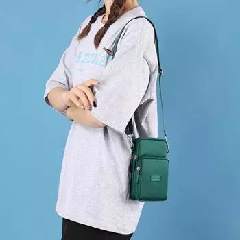 Сумка для мобильного телефона с регулируемым ремешком, несколькими отделениями, застежкой-молнией, сумка для телефона через плечо чёрный