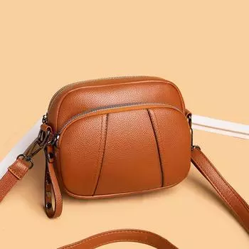 Сумка для мобильного телефона с заклепками и молнией, маленькая квадратная сумка, простая мягкая кожаная сумка через плечо, женская чёрный