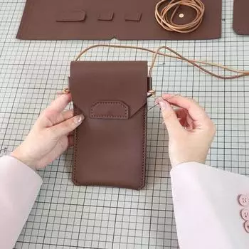 Сумка для мобильного телефона своими руками из искусственной кожи, чехол для телефона, набор для творчества, незаконченный кошелек через плечо, сумка для телефона для ежедневных путешествий и подарков красный