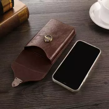 Сумка для мобильного телефона Yousheng, кобура для сотового телефона Blet, гладкая искусственная кожа, застежка-кнопка, однотонная, стандартная, портативная, мужская, на пояс 16cm чёрный