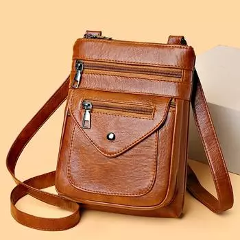 Сумка для мобильного телефона женская ретро мягкая кожаная сумка через плечо кошелек для монет серый